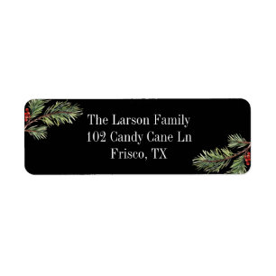 Foliage Black Address Labels