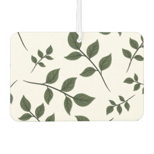 Foliage Branches with Green Leaves on White Car Air Freshener