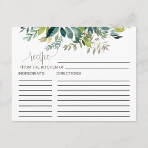 Foliage Bridal Shower Recipe Cards