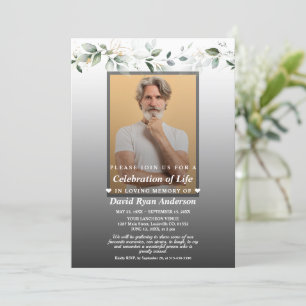 Foliage Celebration of Life Photo Funeral Memorial Invitation