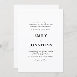 Foliage Classic simple Wedding Invitation