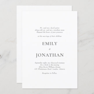 Foliage Classic simple Wedding Invitation