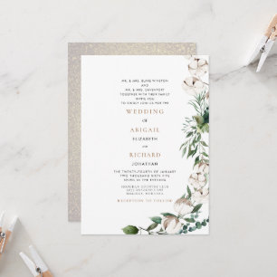 Foliage & Cotton Both Sets of Parents Wedding Invitation