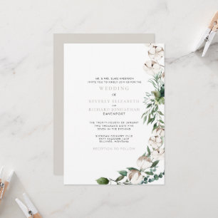 Foliage & Cotton Modern Wedding Invitation