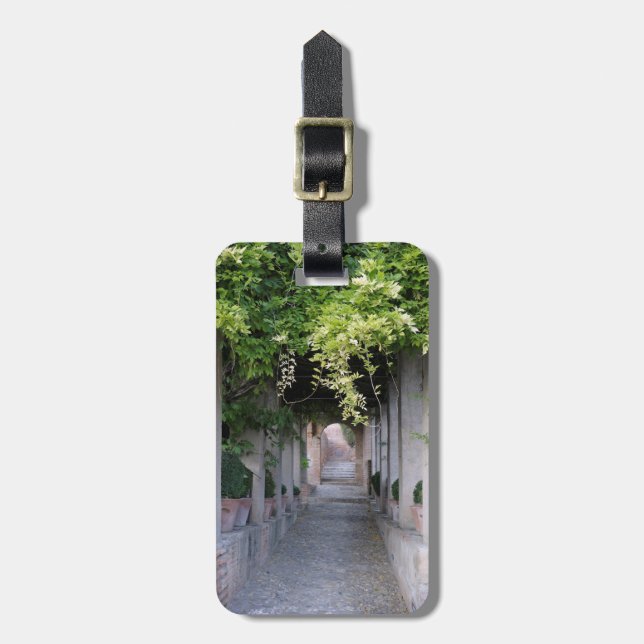 Foliage Covered Walkway, Spain Luggage Tag (Front Vertical)