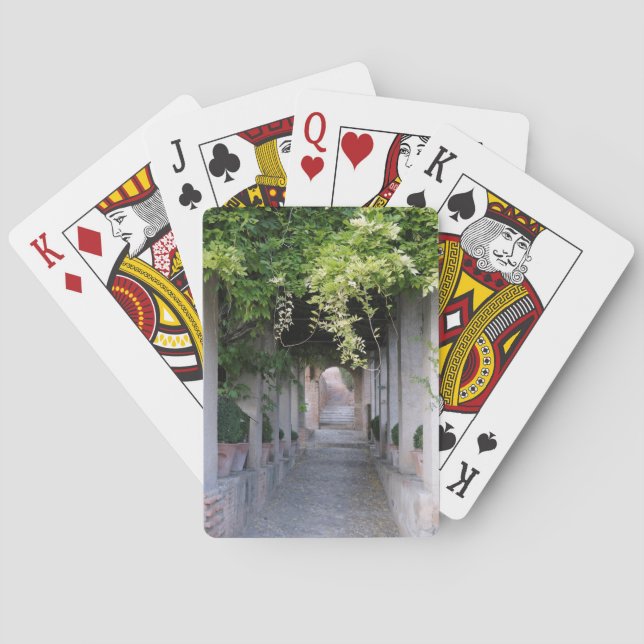 Foliage Covered Walkway, Spain Playing Cards (Back)