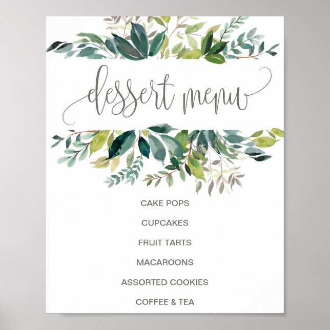 Foliage Dessert Menu Sign (Front)