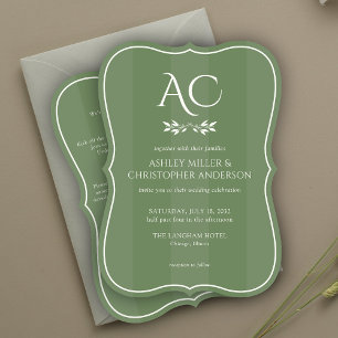 Foliage Divider Muted Green All-in-One Wedding Invitation