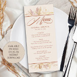 Foliage Duet Cream Botanical Wedding Menu Card<br><div class="desc">Botanical wedding menu in a duet of cream and burnt orange, to complement your wedding colour theme. A watercolor design decorated with leaves and foliage in shades of rust cinnamon cream almond yellow and gold. The template is set up for you to personalise with your set menu or meal options....</div>