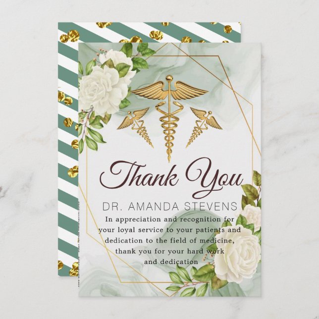 Foliage Elegant Doctor | Nurse Thank You Card (Front/Back)