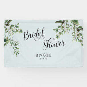Foliage Elegant Light Teal Bridal Shower Banner