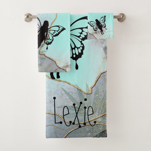Foliage Fantasy Fairies Personalised Bath Towel Set (Insitu)