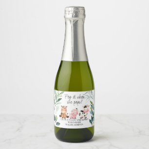 Foliage Farm Baby Shower Pop It Sparkling Wine Lab Label