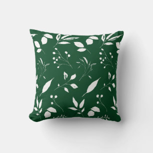 Foliage Forest Green and White Cushion