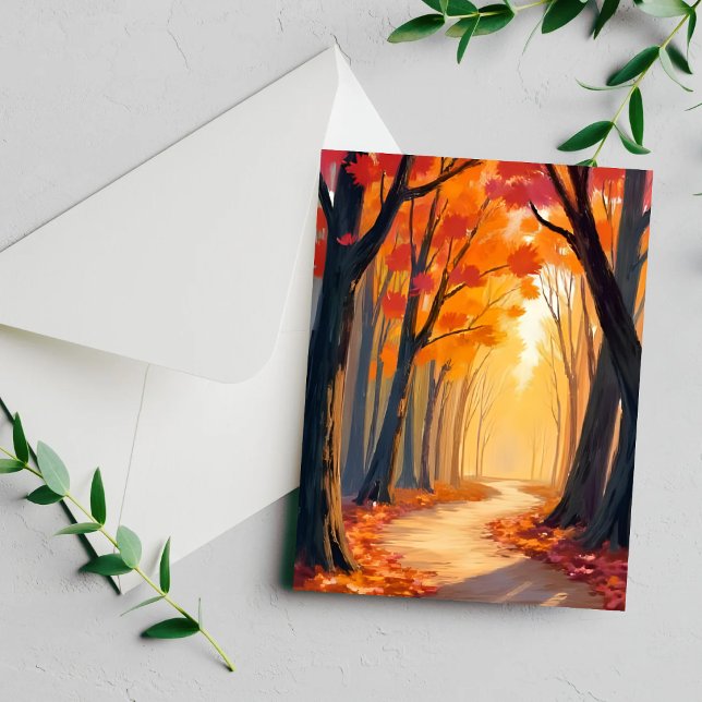 Foliage Forest Stroll Orange Watercolor Card (Creator Uploaded)