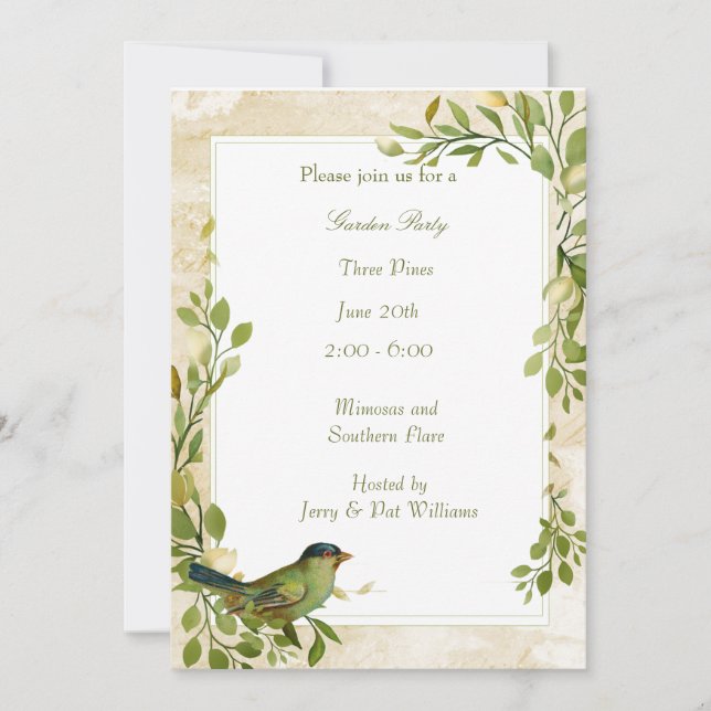 Foliage Frame Garden Party Invitation (Front)