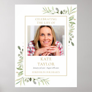 Foliage Funeral Memorial Celebration Of Life Photo Poster