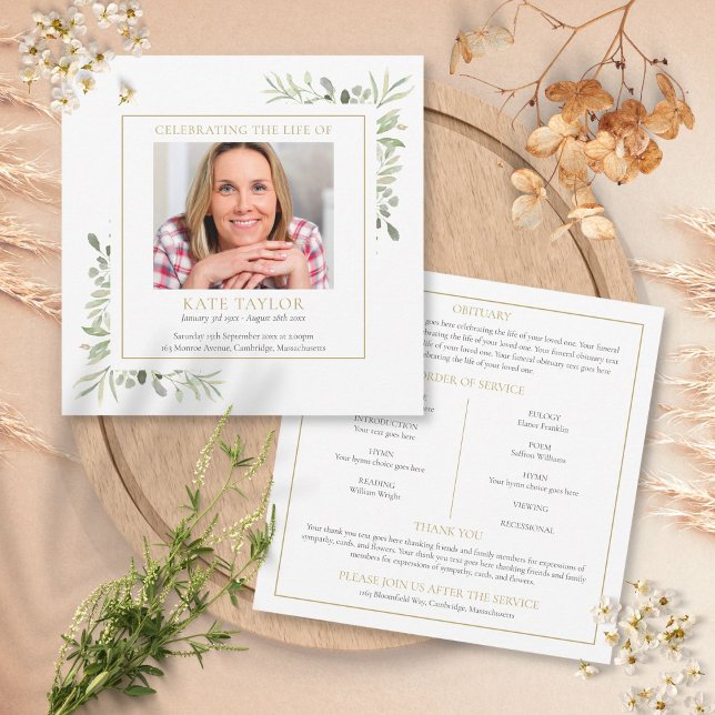 Foliage Funeral Memorial Order Of Service Program (Creator Uploaded)