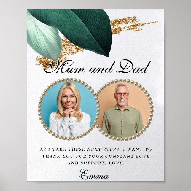Foliage Glitter Parents of the Bride Gift Poster (Front)
