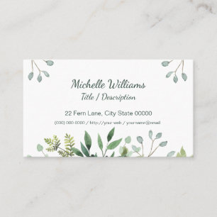 Foliage Green Leaves Watercolor Business Card