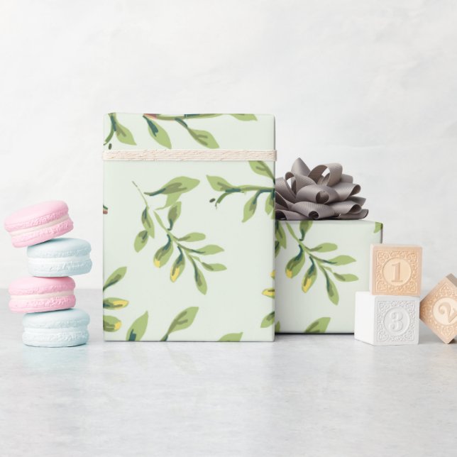 Foliage Green Leaves Wrapping Paper (Baby Shower)