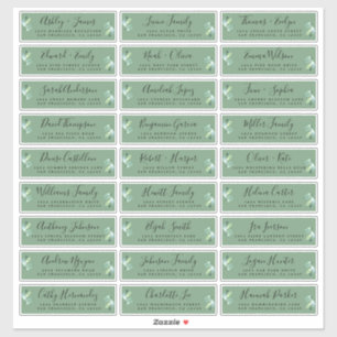 Foliage Green Wedding Guest Address Labels