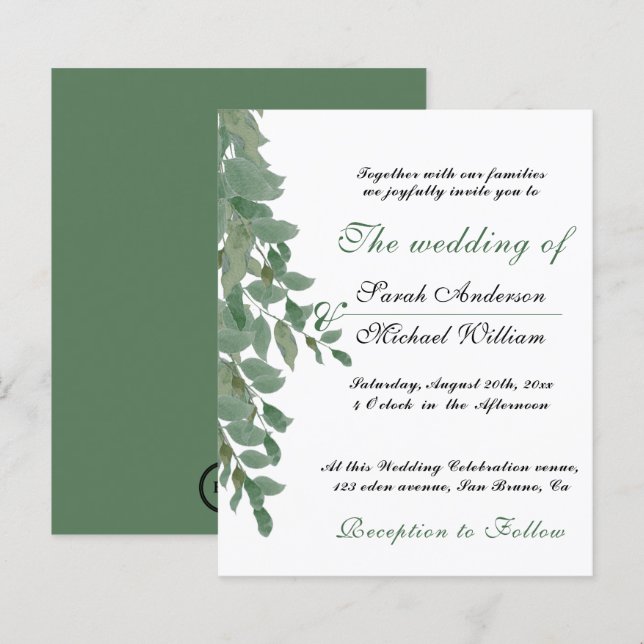 Foliage Greenery Eucalyptus Wedding Invitation (Front/Back)
