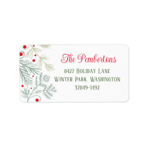 Foliage Greenery Holiday Address Label