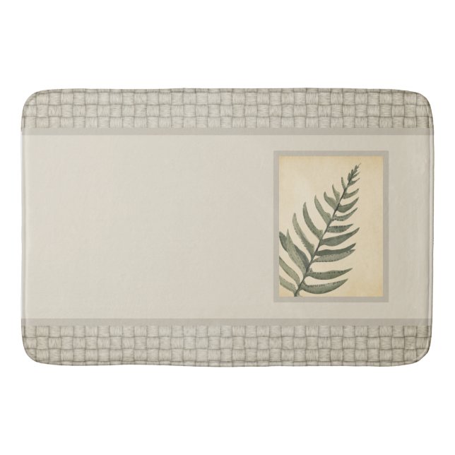 Foliage Greenery Leaf Neutral Beige Bath Mat (Front)