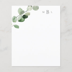 Foliage Grey Monogram Modern Stationery Paper