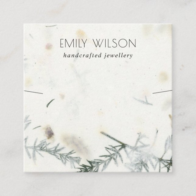 Foliage Handmade Paper Texture Necklace Display Square Business Card (Front)