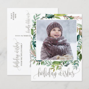 Foliage Holiday Wishes Christmas Photo Postcard