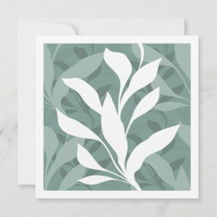 Foliage in Grace Mist Teal Minimal Botanical Leaf Card