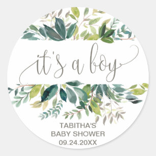 Foliage It's A Boy Favour Classic Round Sticker
