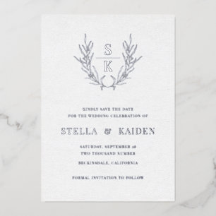 Foliage Leaf Line Art Modern Wedding Save The Date