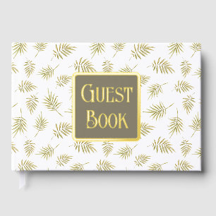 Foliage leaf pattern real foil country wedding guest book