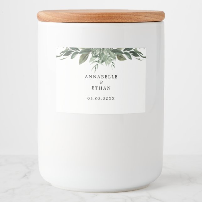 Foliage Leaf Wedding Favour Candle Label (Front)