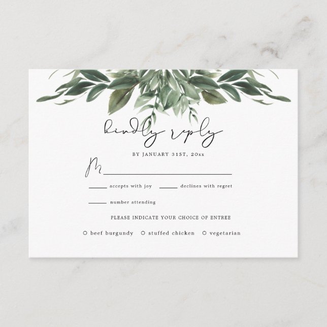Foliage Leaf Wedding RSVP Card (Front)