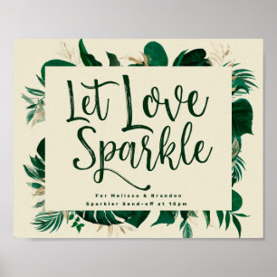Foliage Let Love Sparkle Newlywed Send-off Sign