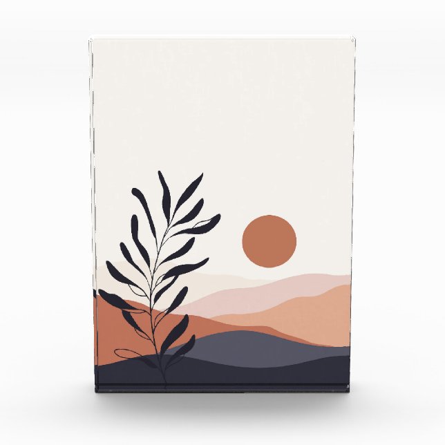    Foliage line art drawing with abstract shape Photo Block (Front)