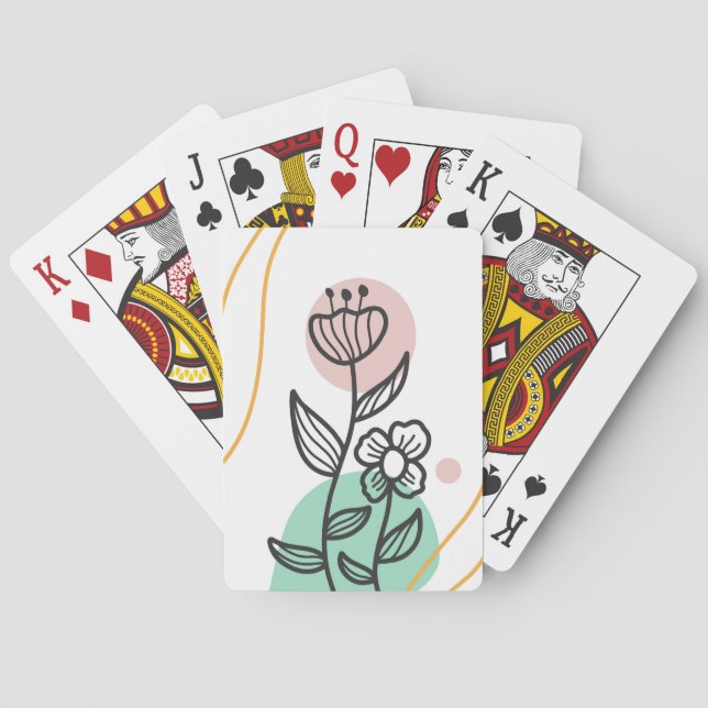 Foliage line with abstract shape playing cards (Back)