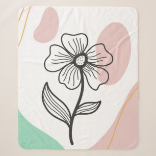 Foliage line with abstract shape sherpa blanket