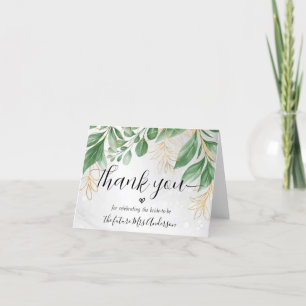 Foliage Minimal Script Bridal Shower Thank You Card