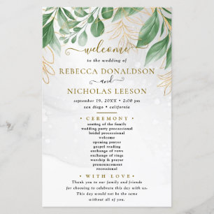 Foliage Minimal Wedding Program