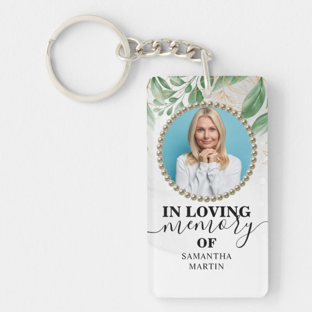 Foliage Modern Memorial Gift Keychain (Front)