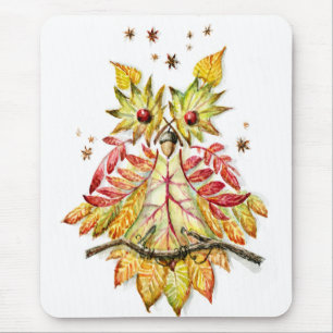 Foliage owl mouse pad