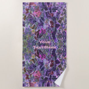 Foliage Pattern Purple Pink Abstract Nature Beach Towel