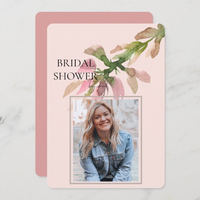 Foliage Photo Bridal Shower by Mail Soft Toned Invitation (Front/Back)