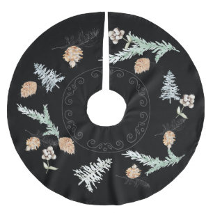 Foliage & Pine Cone Black Tree Skirt