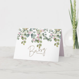 Foliage Pink Floral Baby Shower Invitation